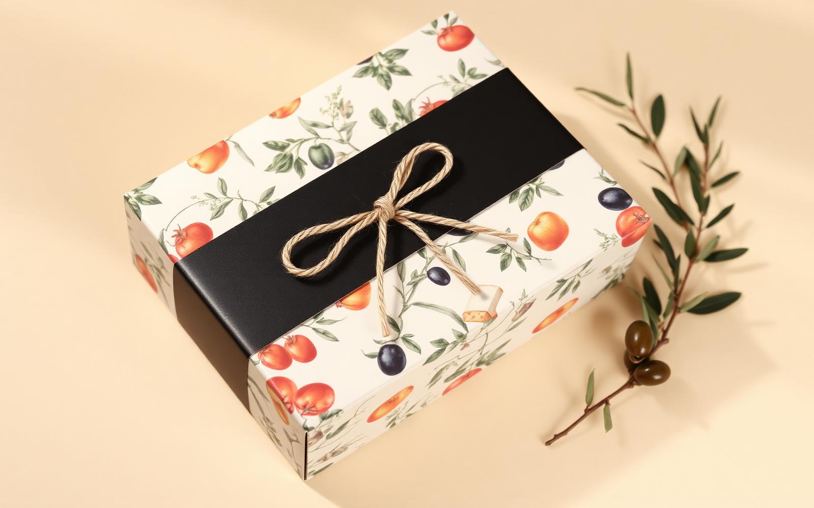 Gustomondo cadeaubox met botanische illustraties en zwarte band