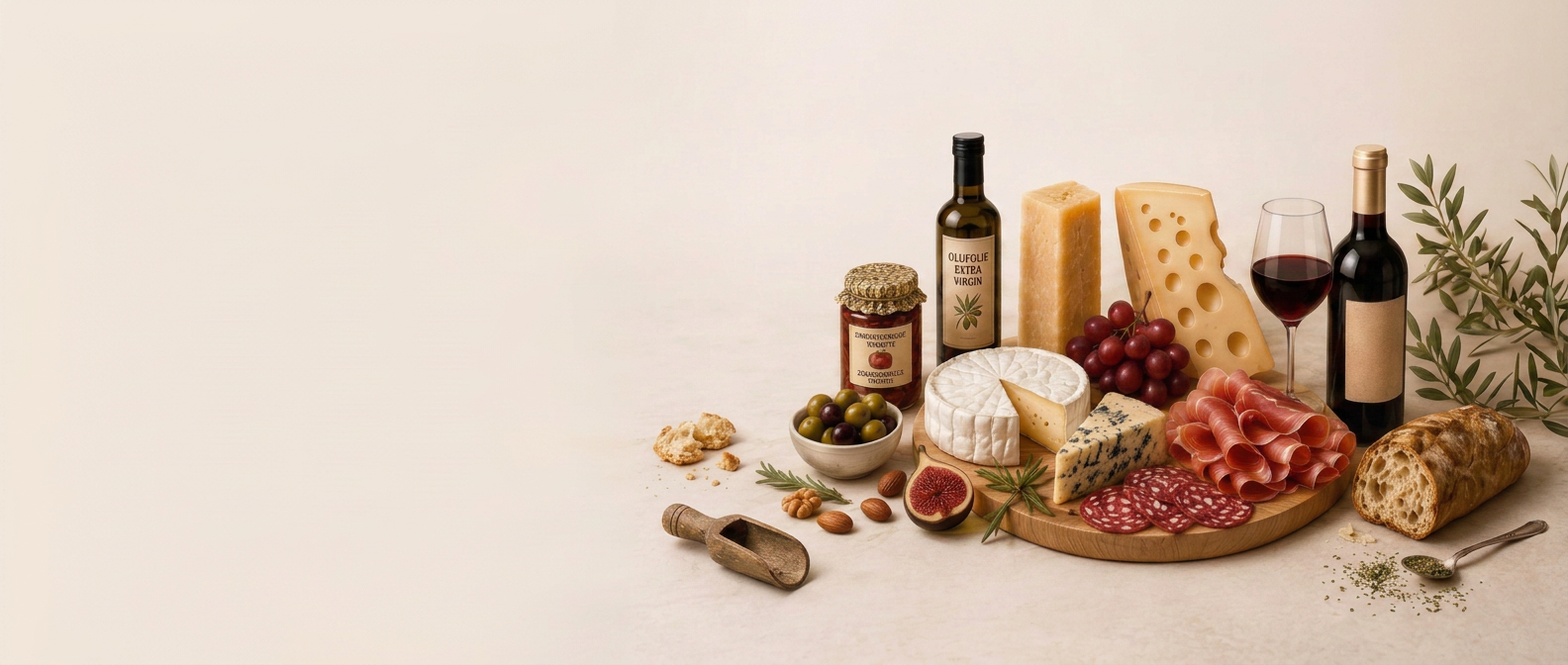 Selectie van Gustomondo delicatessen op een houten plank